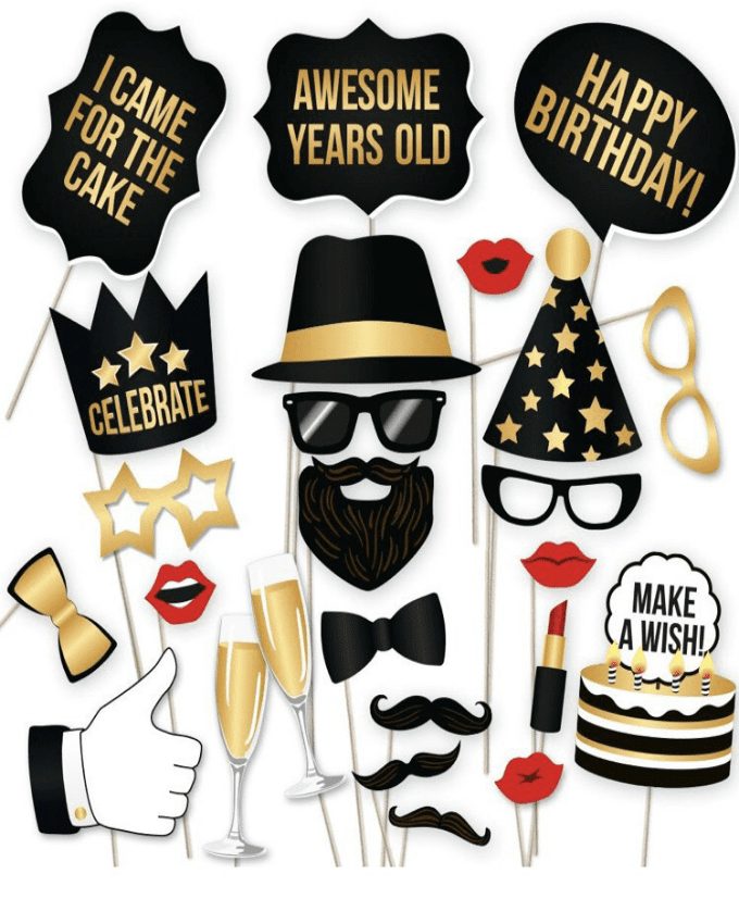 Black-and-Gold-Birthday-photo-booth-props