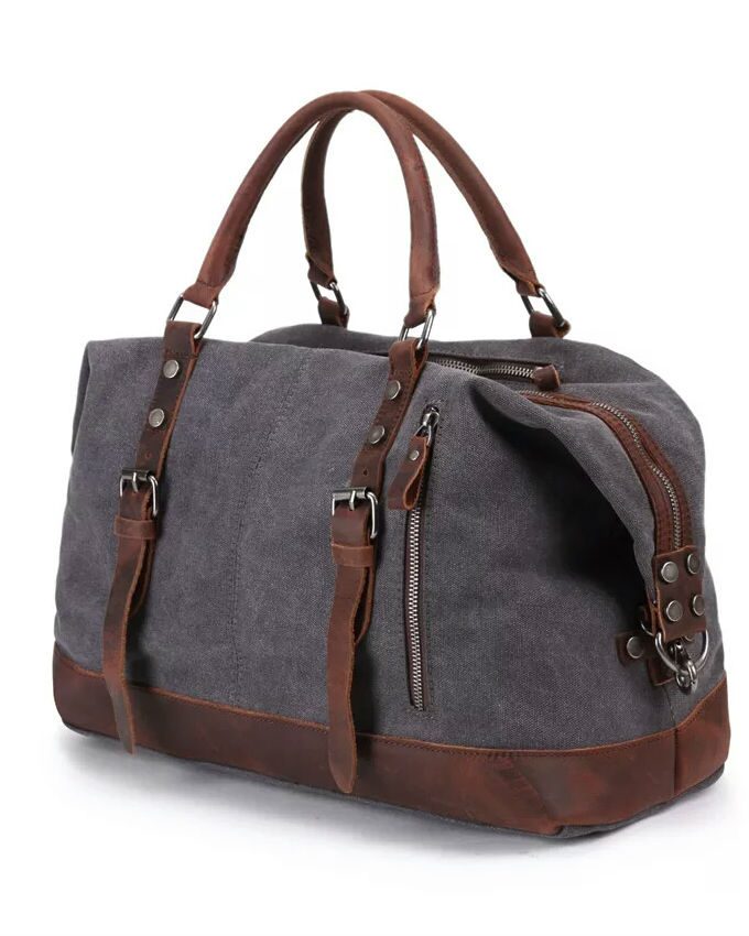 Canvas Leather Safari Travel Duffle Bag - Nuria Store