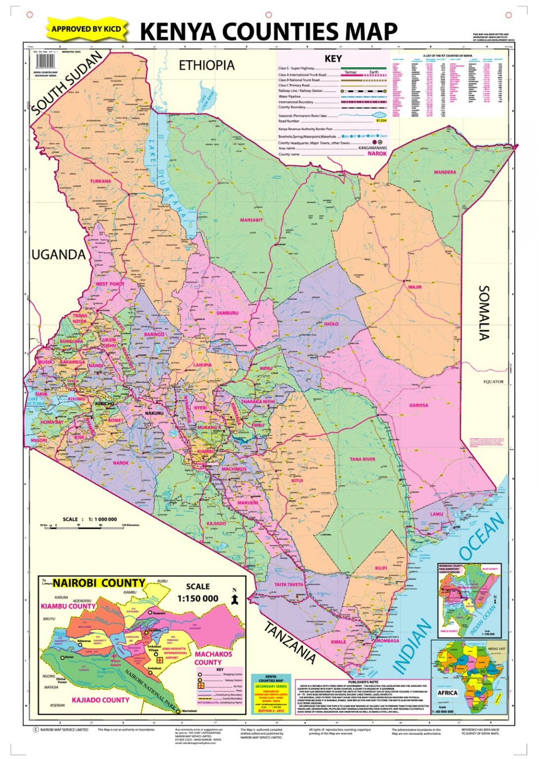KENYA COUNTIES MAP - SECONDARY SERIES - Nuria Store