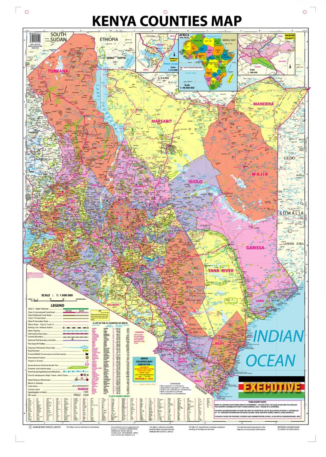 KENYA COUNTIES MAP - EXECUTIVE - Nuria Store