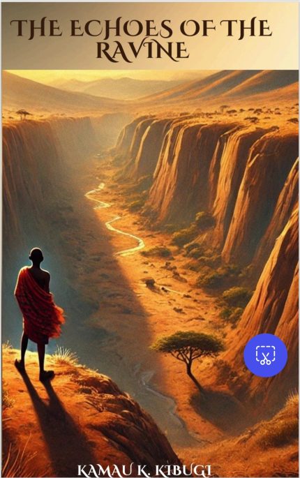 The cover features a young boy standing on the edge of a vast valley, his posture filled with both strength and curiosity. He is dressed in traditional Maasai attire, with vibrant red shuka draped over his body, decorated with intricate patterns that reflect his rich cultural heritage. His gaze is focused on the flowing river that winds through the valley below, as if contemplating the journey ahead. The landscape stretches out into the distance, with towering hills and a sky that seems to stretch forever, evoking a sense of both freedom and adventure. The scene captures the beauty of Maasai culture and the raw power of nature, offering a striking visual representation of the themes of exploration and heritage in the book.